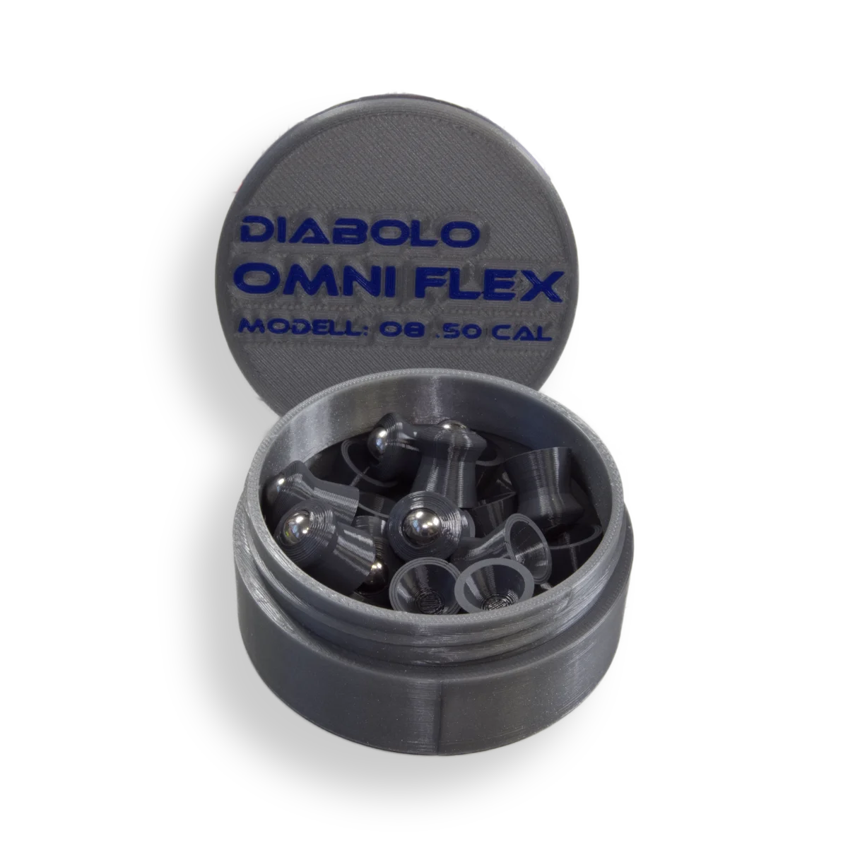 Omni Flex TPU Diabolo 12.7mm / .50cal mit 8mm Stahlkugel – Hochpräzise Hybrid-Munition