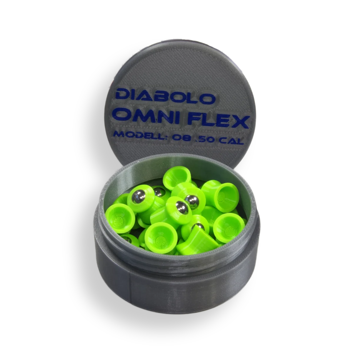 Omni Flex TPU Diabolo 12.7mm / .50cal mit 8mm Stahlkugel – Hochpräzise Hybrid-Munition