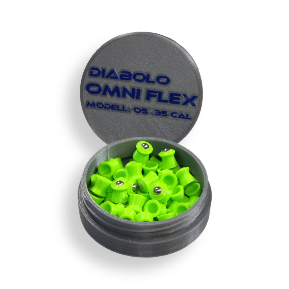 Omni Flex TPU Diabolo 9mm / .35cal mit 5mm Stahlkugel – Hochpräzise Hybrid-Munition