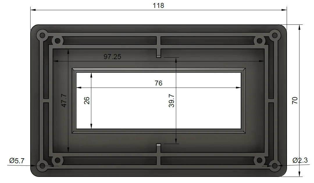 Blende für 20×4 LCD Display mit I2C Schnittstelle 2004A HD44780