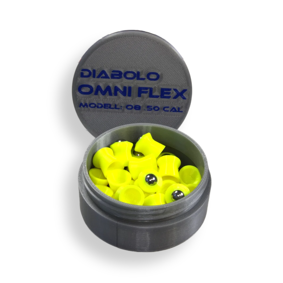 Omni Flex TPU Diabolo 12.7mm / .50cal mit 8mm Stahlkugel – Hochpräzise Hybrid-Munition