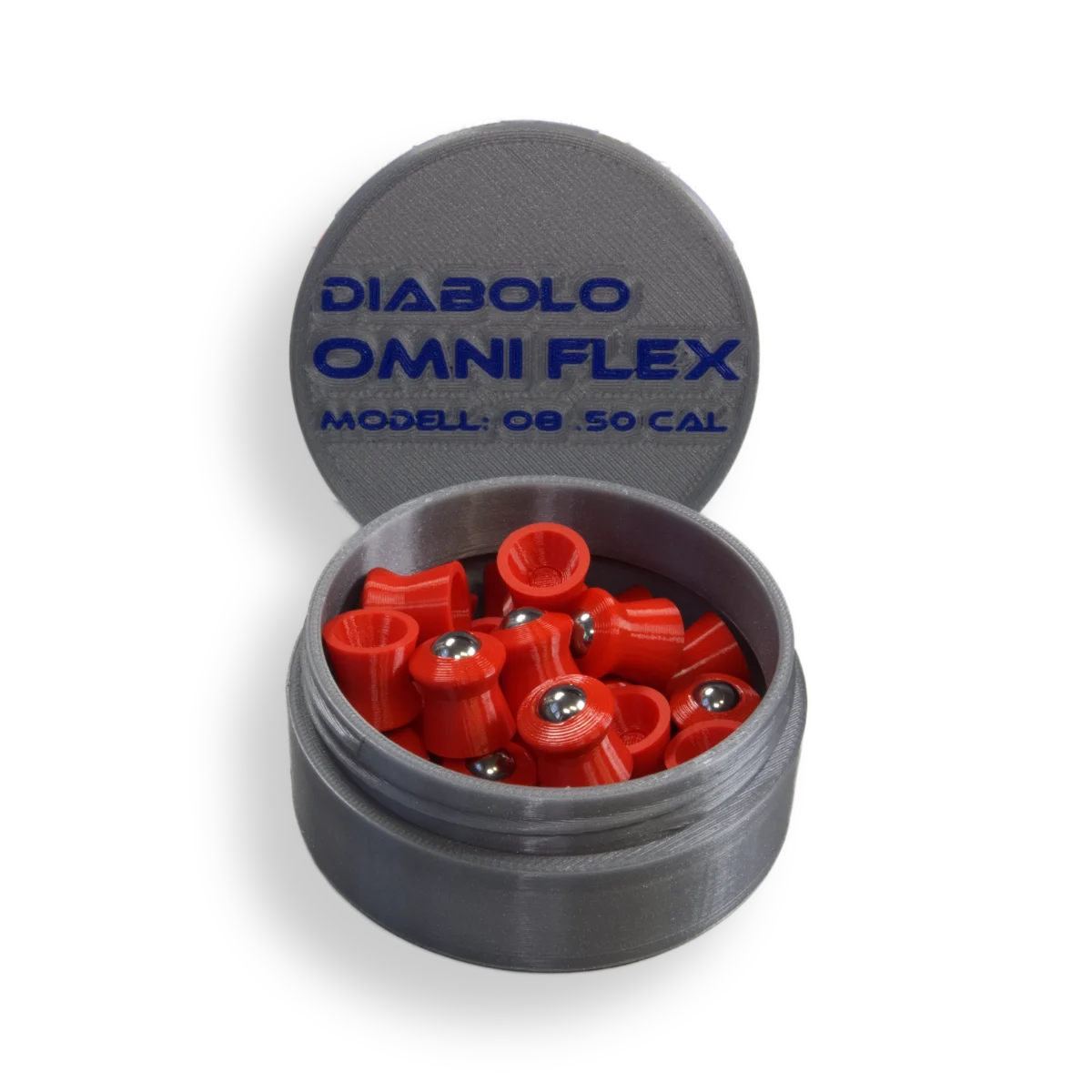 Omni Flex TPU Diabolo 12.7mm / .50cal mit 8mm Stahlkugel – Hochpräzise Hybrid-Munition